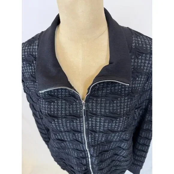 NWT Sassy #12302 Black/Grey Zip Jacquard Jacket #0220 BOUTIQUE Medium - Picture 7 of 9